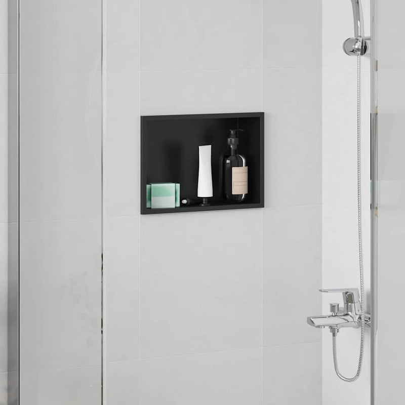 vidaXL Zuhany Niche Fekete 30 x 20 x 9.5 cm Rozsdamentes acél