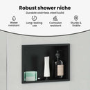 vidaXL Zuhany Niche Fekete 30 x 20 x 9,5 cm Rozsdamentes acél