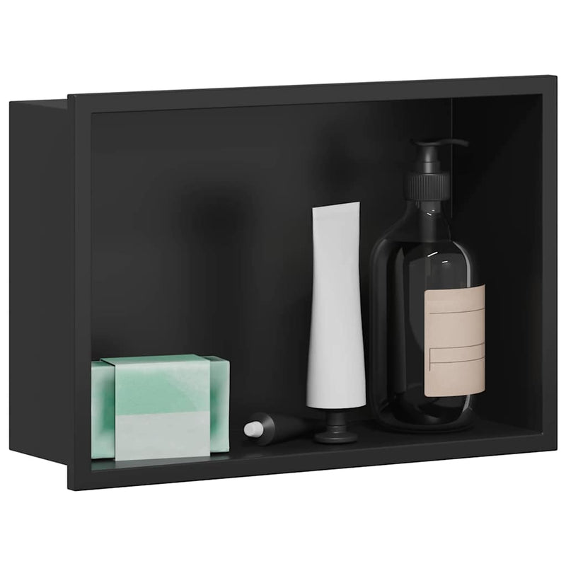 vidaXL Zuhany Niche Fekete 30 x 20 x 9.5 cm Rozsdamentes acél