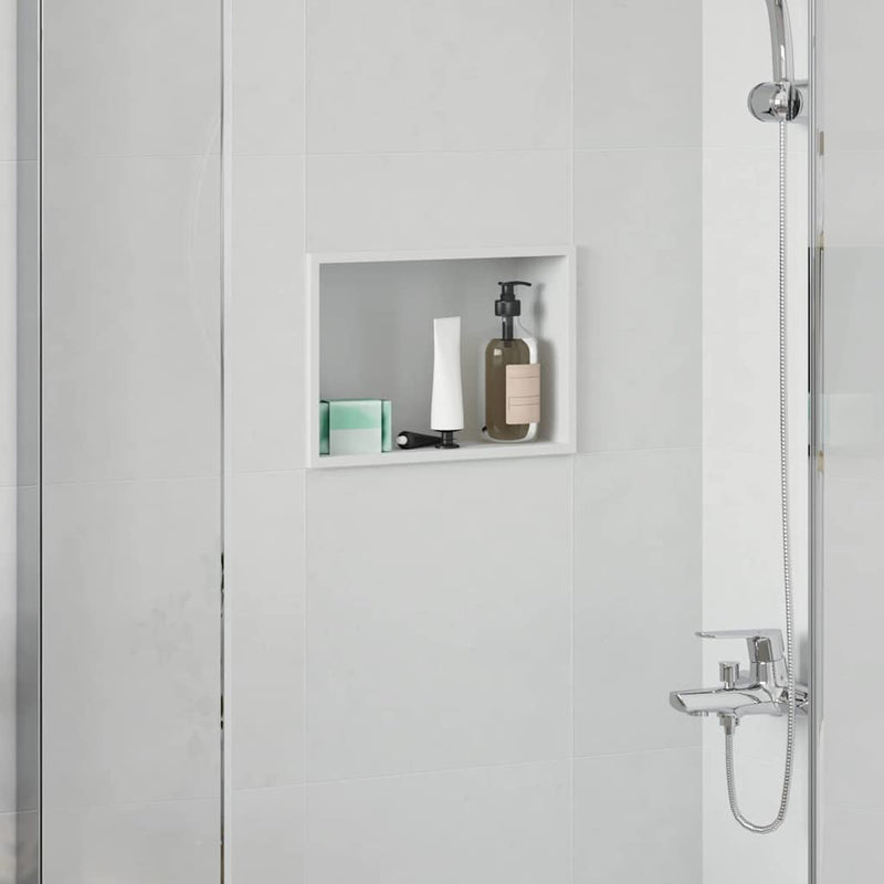 vidaXL Zuhany Niche Fehér 30 x 20 x 9.5 cm Rozsdamentes acél