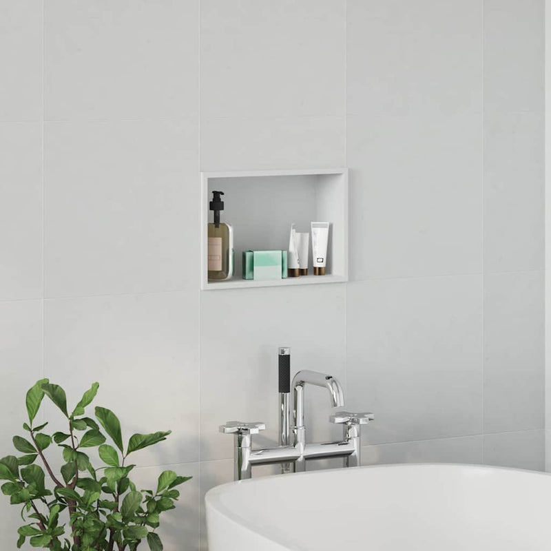 vidaXL Zuhany Niche Fehér 30 x 20 x 9.5 cm Rozsdamentes acél