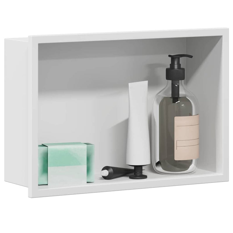 vidaXL Zuhany Niche Fehér 30 x 20 x 9.5 cm Rozsdamentes acél