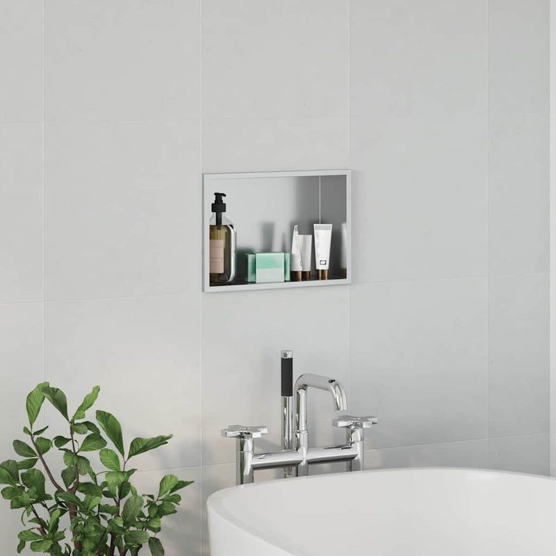 vidaXL Zuhany Niche Ezüst 30 x 20 x 9.5 cm Rozsdamentes acél