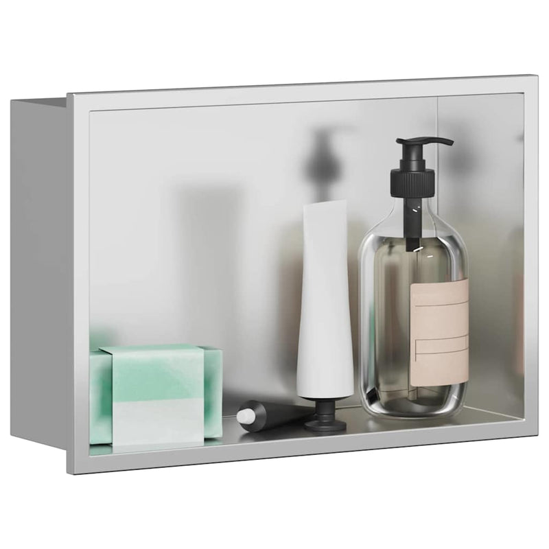 vidaXL Zuhany Niche Ezüst 30 x 20 x 9.5 cm Rozsdamentes acél