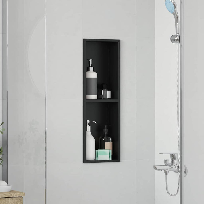 vidaXL Zuhany Niche Fekete 60 x 20 x 9.5 cm Rozsdamentes acél