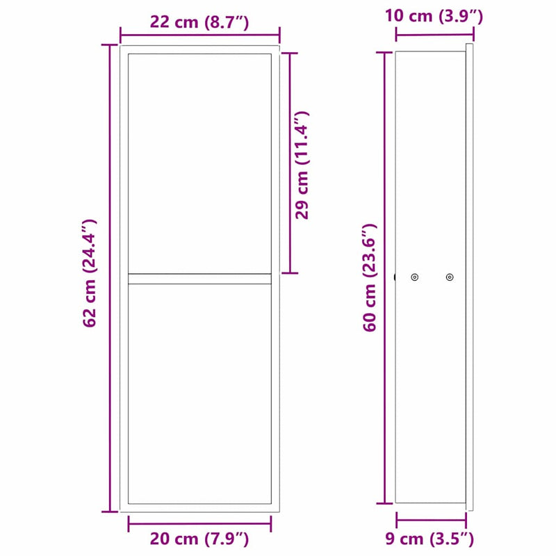 vidaXL Zuhany Niche Fehér 60 x 20 x 9.5 cm Rozsdamentes acél