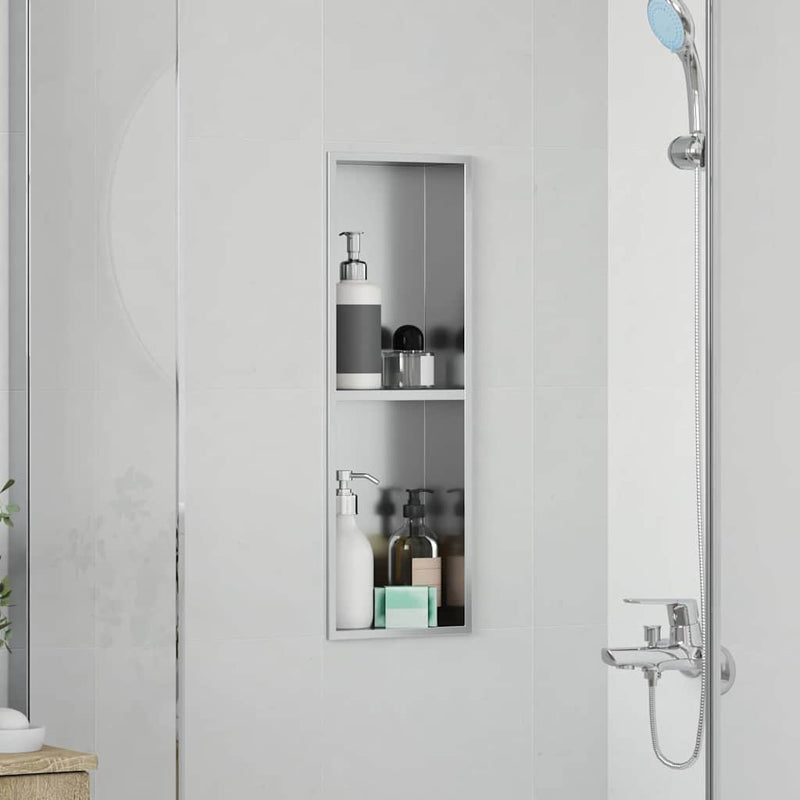 vidaXL Zuhany Niche Ezüst 60 x 20 x 9.5 cm Rozsdamentes acél