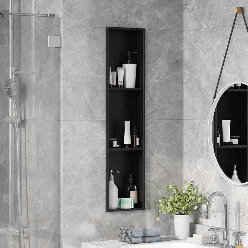 vidaXL Zuhany Niche Fekete 90 x 20 x 9.5 cm Rozsdamentes acél