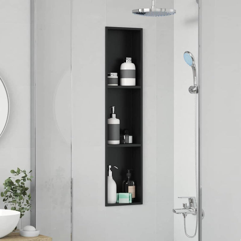 vidaXL Zuhany Niche Fekete 90 x 20 x 9.5 cm Rozsdamentes acél