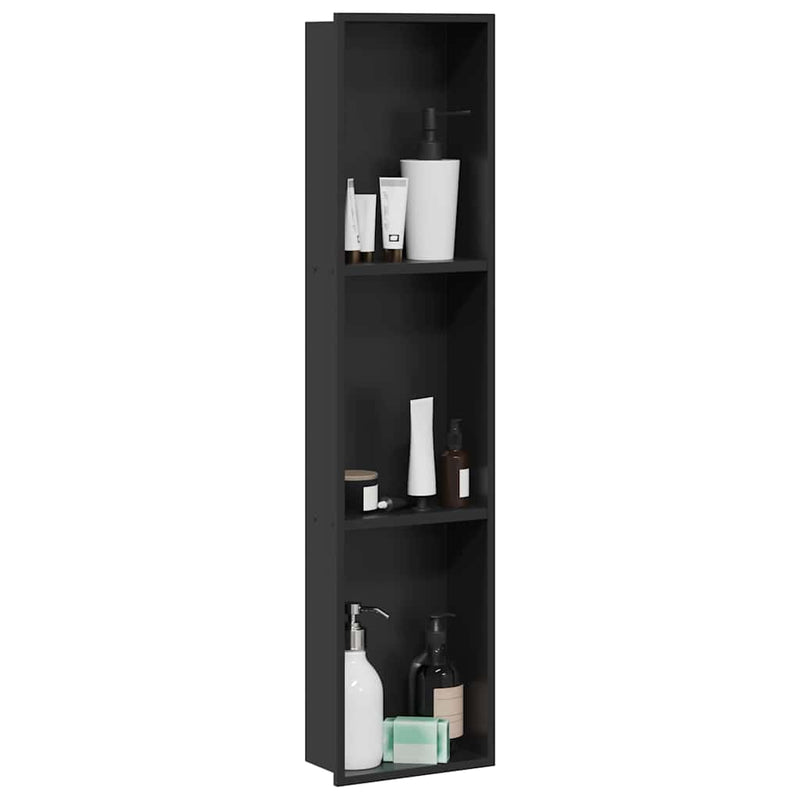 vidaXL Zuhany Niche Fekete 90 x 20 x 9.5 cm Rozsdamentes acél