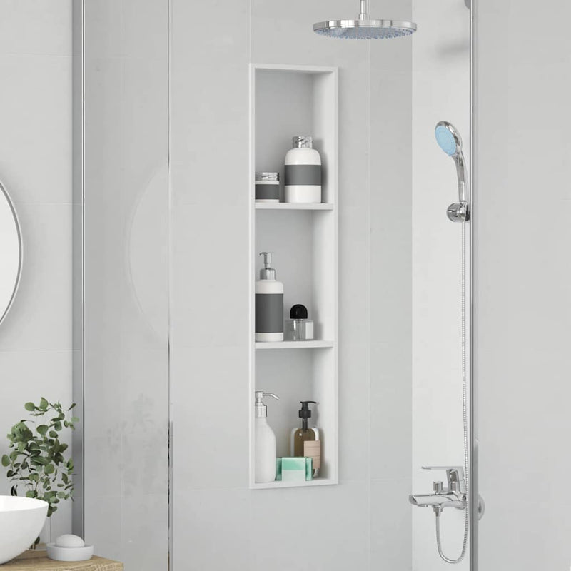 vidaXL Zuhany Niche Fehér 90 x 20 x 9.5 cm Rozsdamentes acél