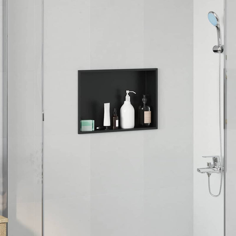 vidaXL Zuhany Niche Fekete 45 x 30 x 9.5 cm Rozsdamentes acél