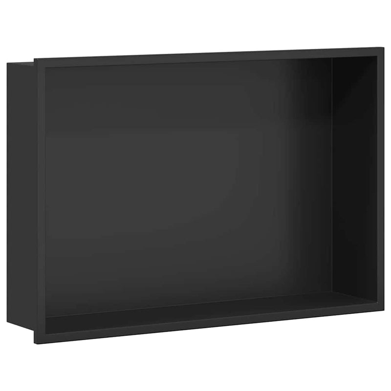 vidaXL Zuhany Niche Fekete 45 x 30 x 9.5 cm Rozsdamentes acél