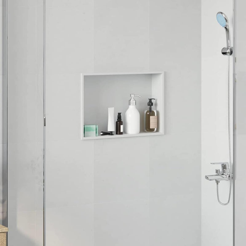 vidaXL Zuhany Niche Fehér 45 x 30 x 9.5 cm Rozsdamentes acél