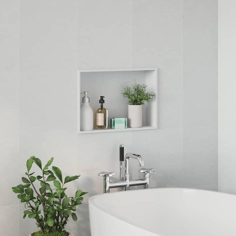 vidaXL Zuhany Niche Fehér 45 x 30 x 9.5 cm Rozsdamentes acél