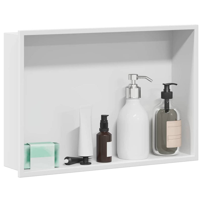 vidaXL Zuhany Niche Fehér 45 x 30 x 9.5 cm Rozsdamentes acél