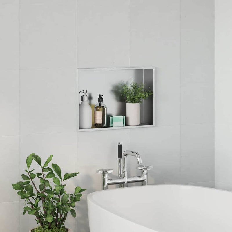vidaXL Zuhany Niche Ezüst 45 x 30 x 9.5 cm Rozsdamentes acél