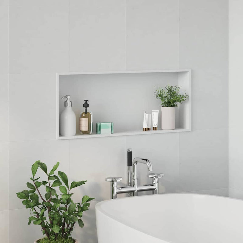vidaXL Zuhany Niche Fehér 75 x 30 x 9.5 cm Rozsdamentes acél