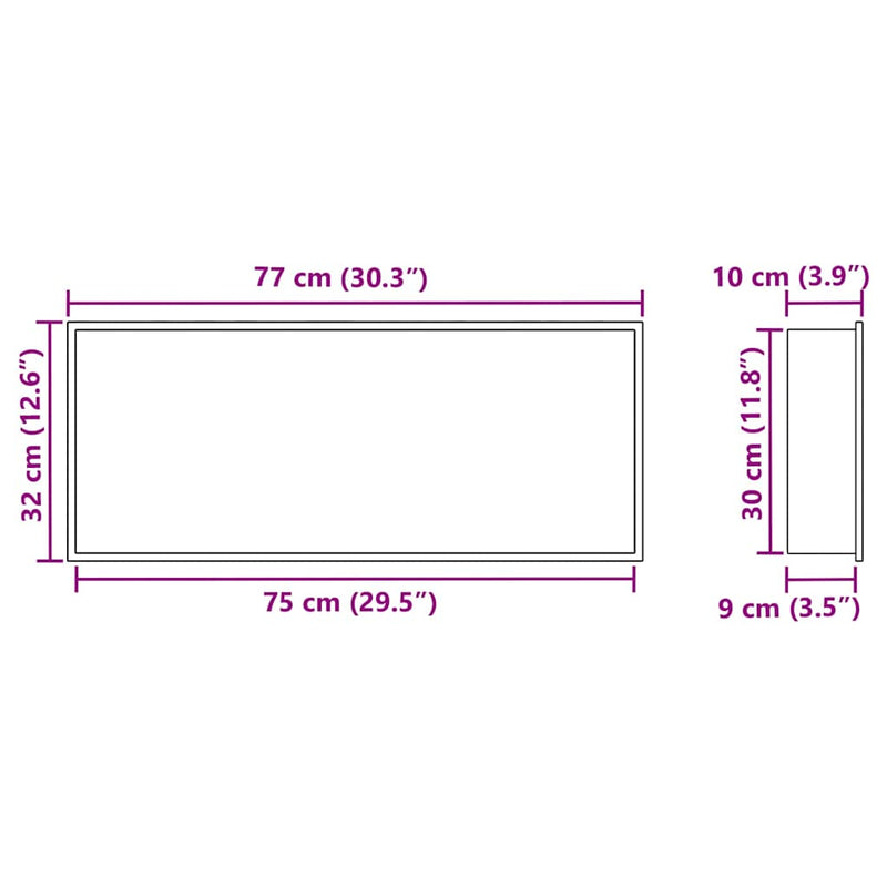 vidaXL Zuhany Niche Fehér 75 x 30 x 9.5 cm Rozsdamentes acél