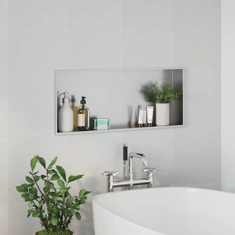 vidaXL Zuhany Niche Ezüst 75 x 30 x 9.5 cm Rozsdamentes acél