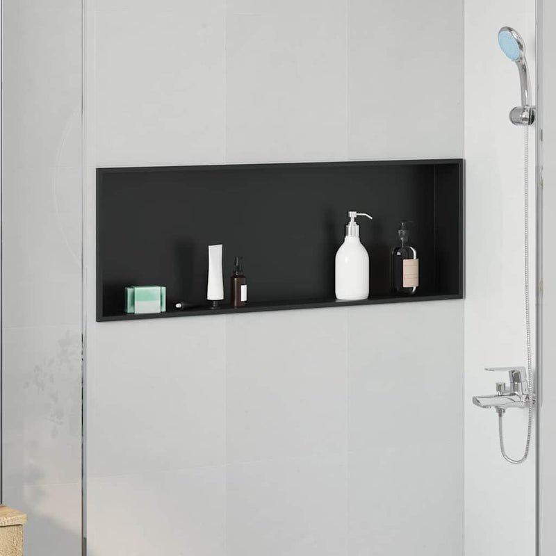 vidaXL Zuhany Niche Fekete 90 x 30 x 9.5 cm Rozsdamentes acél