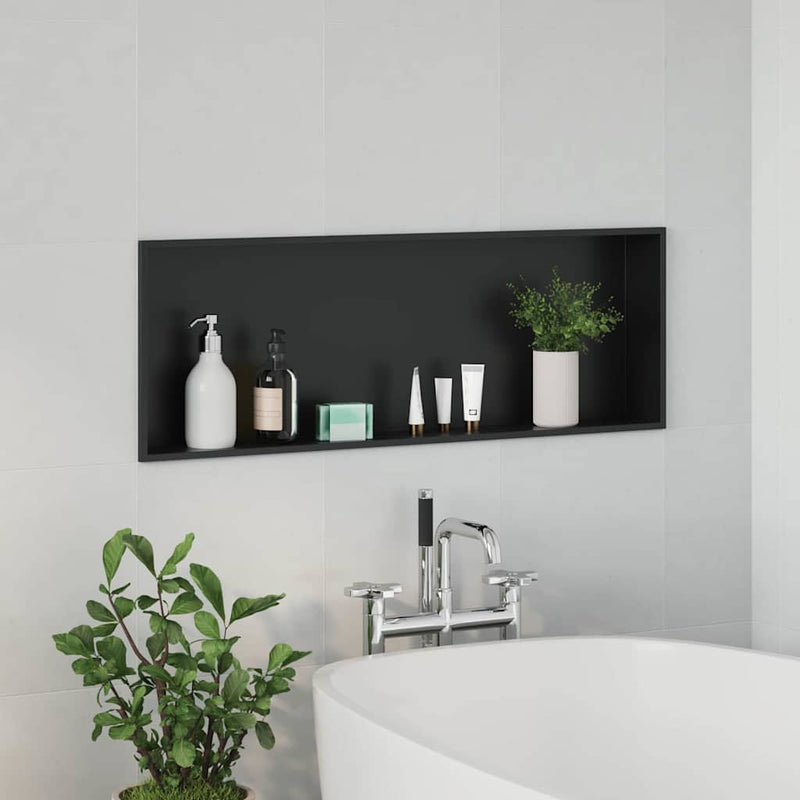 vidaXL Zuhany Niche Fekete 90 x 30 x 9.5 cm Rozsdamentes acél