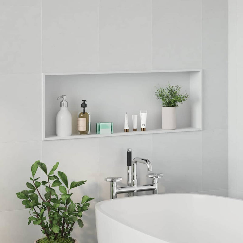 vidaXL Zuhany Niche Fehér 90 x 30 x 9.5 cm Rozsdamentes acél