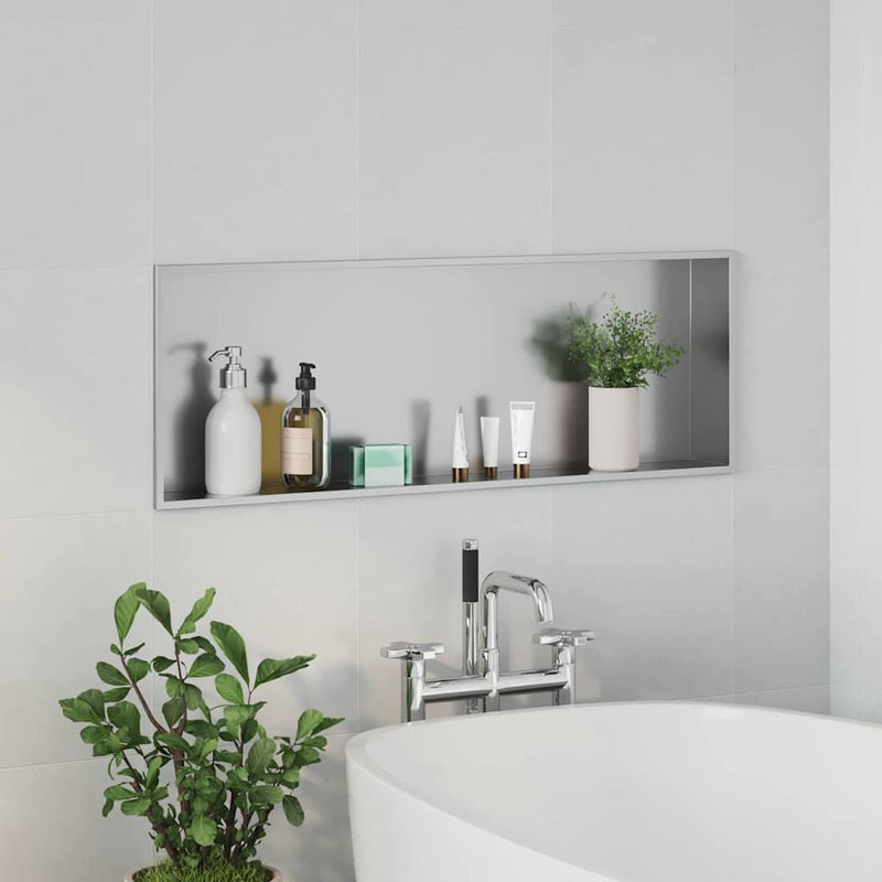vidaXL Zuhany Niche Ezüst 90 x 30 x 9.5 cm Rozsdamentes acél