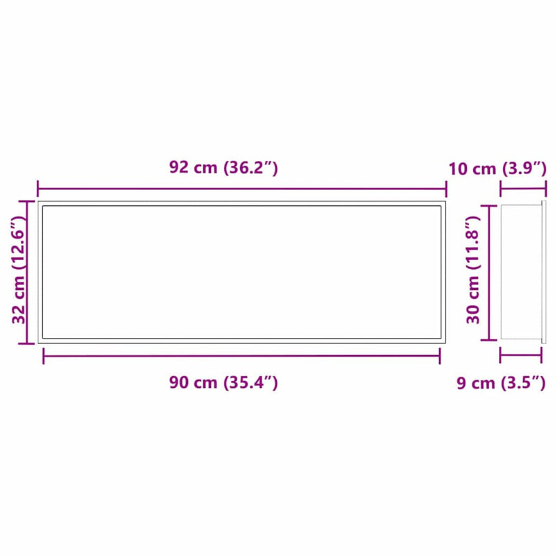 vidaXL Zuhany Niche Ezüst 90 x 30 x 9.5 cm Rozsdamentes acél