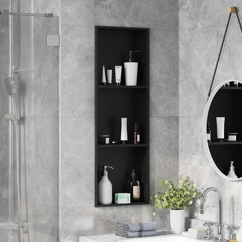 vidaXL Zuhany Niche Fekete 90 x 30 x 9.5 cm Rozsdamentes acél
