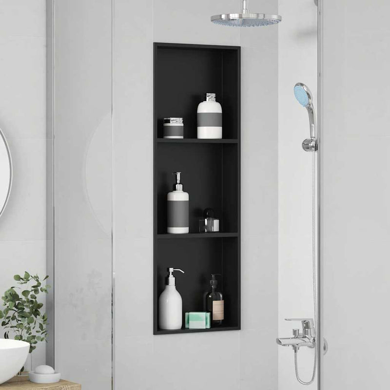 vidaXL Zuhany Niche Fekete 90 x 30 x 9.5 cm Rozsdamentes acél
