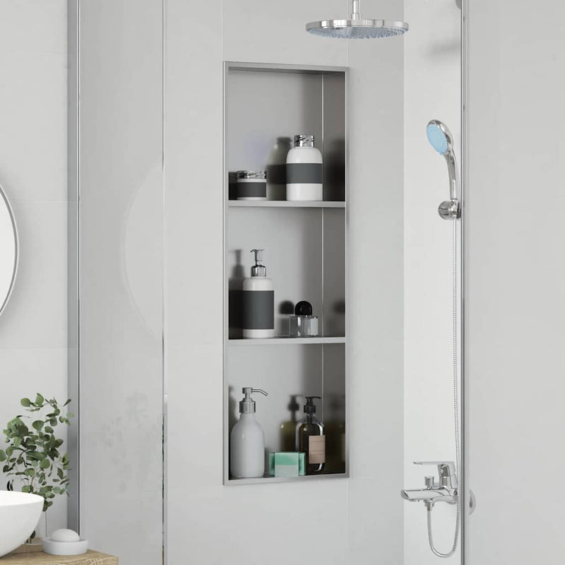 vidaXL Zuhany Niche Ezüst 90 x 30 x 9.5 cm Rozsdamentes acél