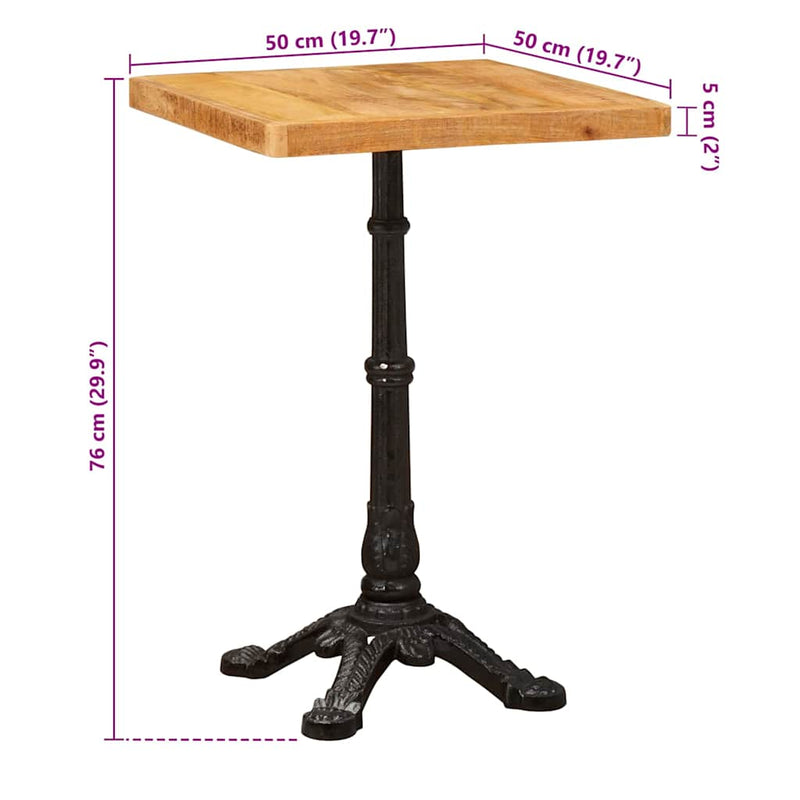 vidaXL Bisztróasztal Barna 50 x 50 x 76 cm tömör mangófa