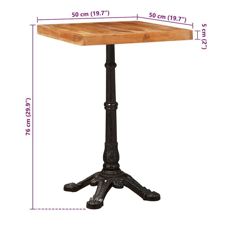 vidaXL Bisztróasztal Barna 50 x 50 x 76 cm tömör akácfa