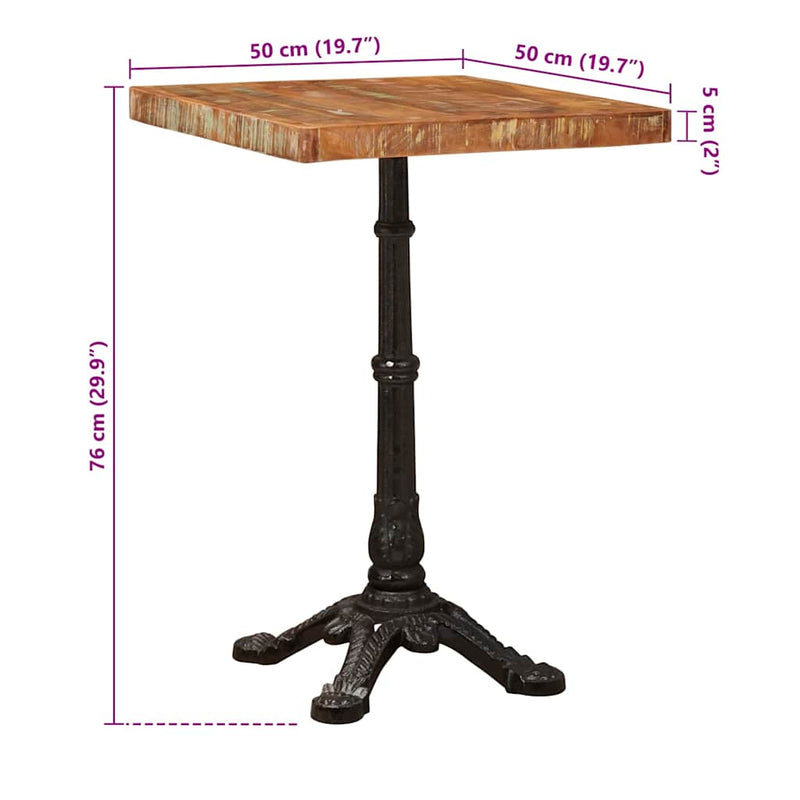vidaXL Bisztróasztal Barna 50 x 50 x 76 cm tömör újrahasznosított fa