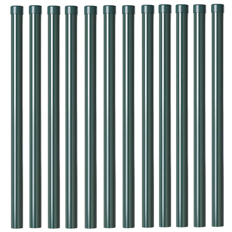 vidaXL Kerítoszlopok 12 pcs Zöld 50 cm Porszórt Acél