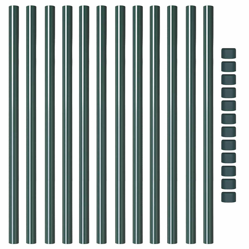 vidaXL Kerítoszlopok 12 pcs Zöld 100 cm Porszórt Acél