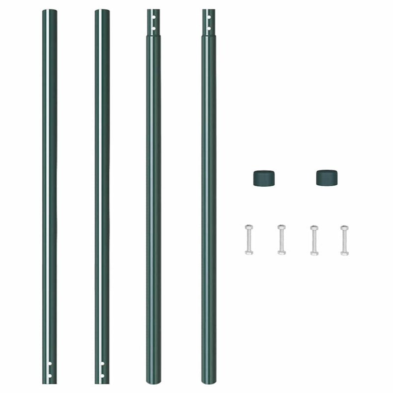 vidaXL Kerítoszlopok 2 pcs Zöld 130 cm Porszórt Acél