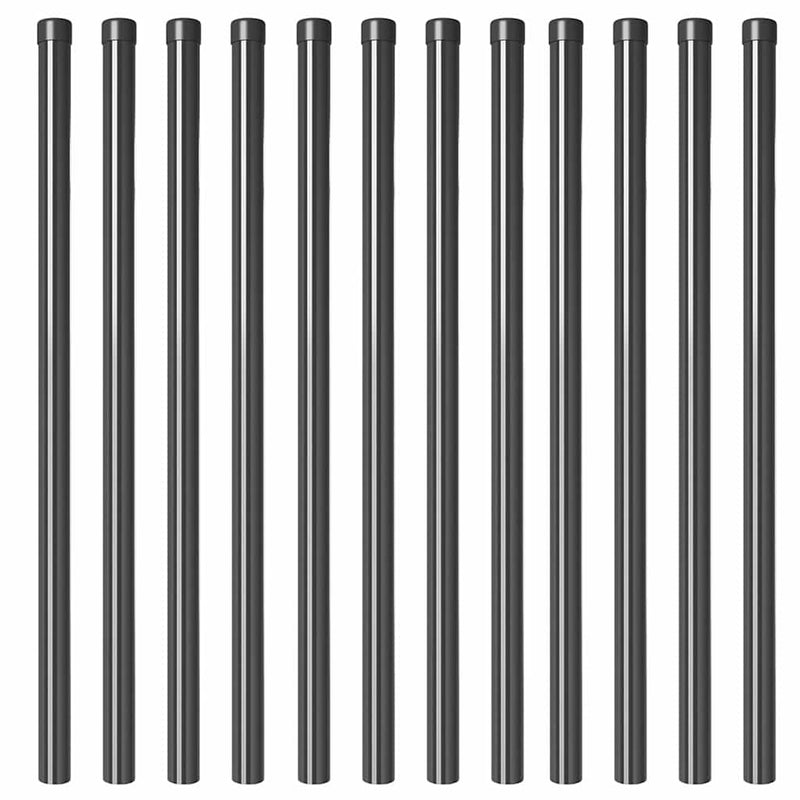 vidaXL Kerítoszlopok 12 pcs Szürke 100 cm Porszórt Acél