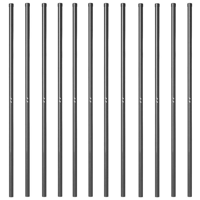 vidaXL Kerítoszlopok 12 pcs Szürke Porszórt Acél