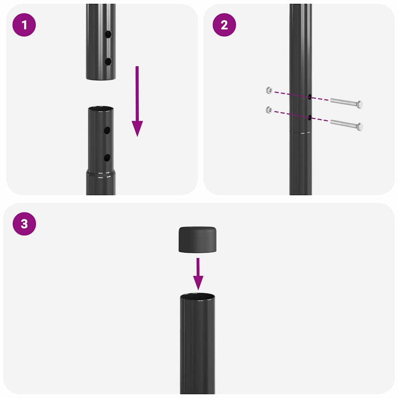 vidaXL Kerítoszlopok 12 pcs Szürke 210 cm Porszórt Acél