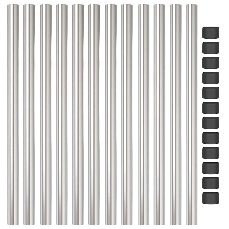 vidaXL Kerítoszlopok 12 pcs Ezüst 90 cm Porszórt Acél
