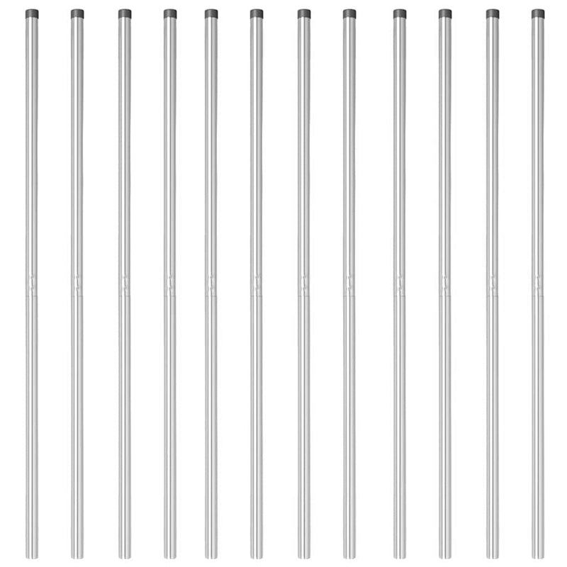 vidaXL Kerítoszlopok 12 pcs Ezüst 140 cm Porszórt Acél