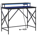 vidaXL Asztal polcokkal Fekete tölgy 100 x 50 x 86,5 cm Faanyag