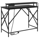 vidaXL Asztal polcokkal Fekete tölgy 100 x 50 x 86,5 cm Faanyag