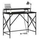 vidaXL Asztal polcokkal Fekete tölgy 100 x 50 x 86,5 cm Faanyag