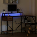 vidaXL Asztal LED -es lámpákkal Barna Tölgy 120 x 79 x 86,5 cm Faanyag
