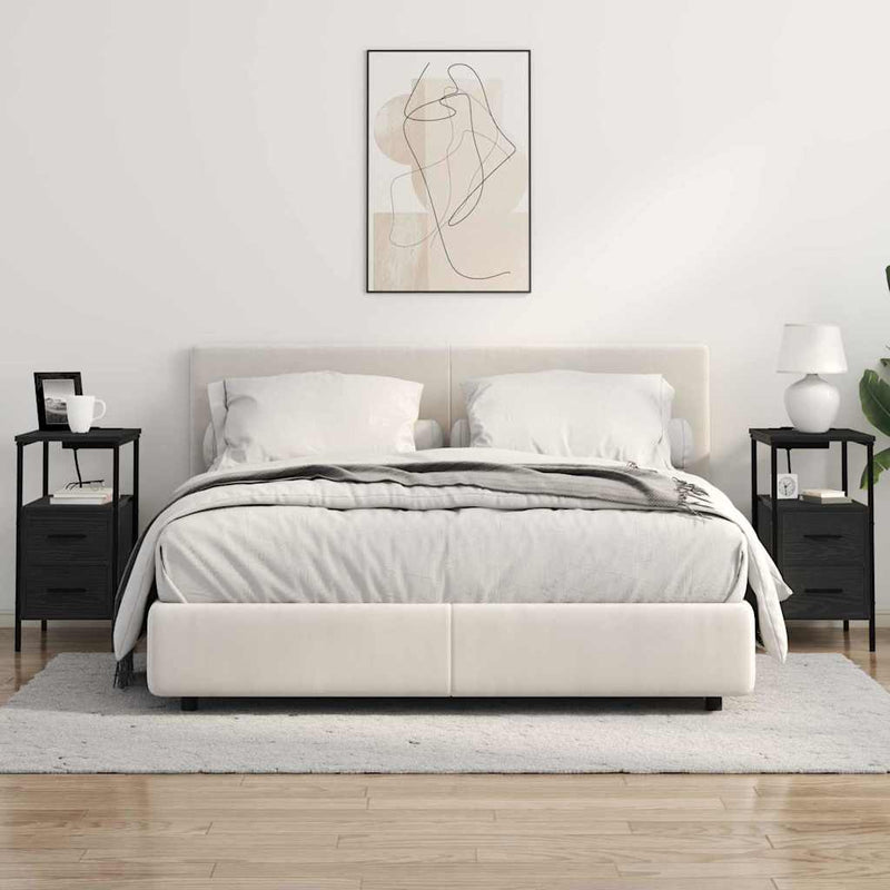 vidaXL Éjjeli asztal fiókkal 2 pcs Musta tammi 30 x 48 x 61 cm Faanyag