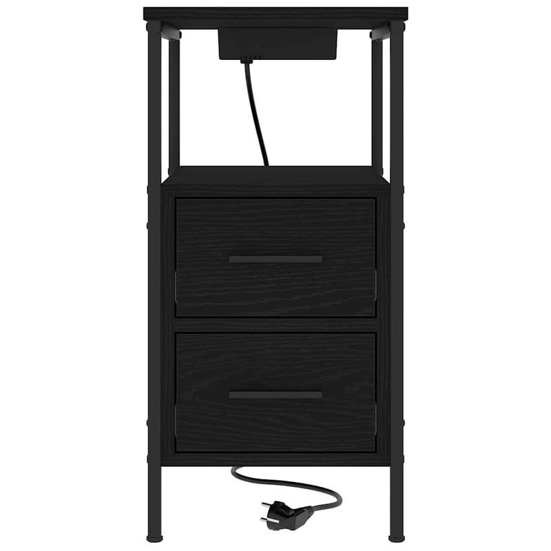 vidaXL Éjjeli asztal fiókkal 2 pcs Musta tammi 30 x 48 x 61 cm Faanyag