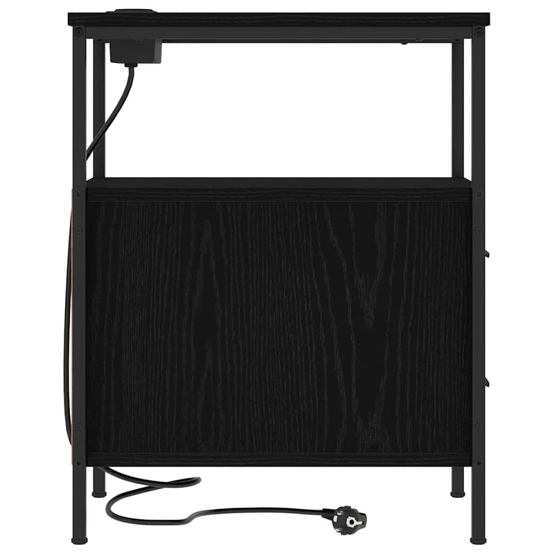 vidaXL Éjjeli asztal fiókkal 2 pcs Musta tammi 30 x 48 x 61 cm Faanyag